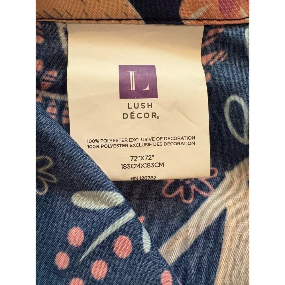 Lush Decor Kola Bear Flowers Blue Shower Curtain 72x72